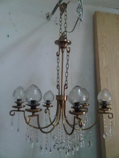 Chandelier Lamp Item brass with crystal Code HGL6MM 6 arm classic lamp