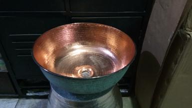 Copper Sink hammer design Item Code CPSR01 size wide 400 mm.High 165 mm.