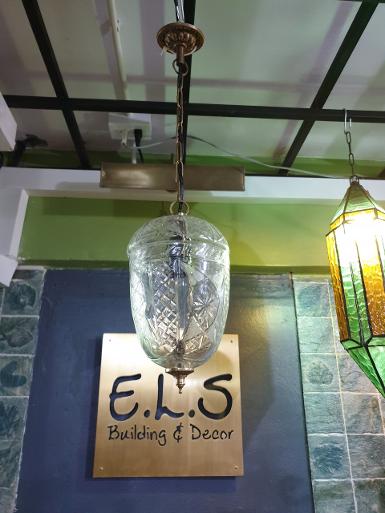 Hanging Lamp cut glass with brass accessories Item HGL100S long total 600 mm. glass 5'' 